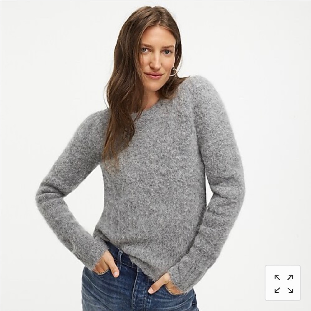 J. Crew Puff Sleeve Fuzzy Crewneck Sweater